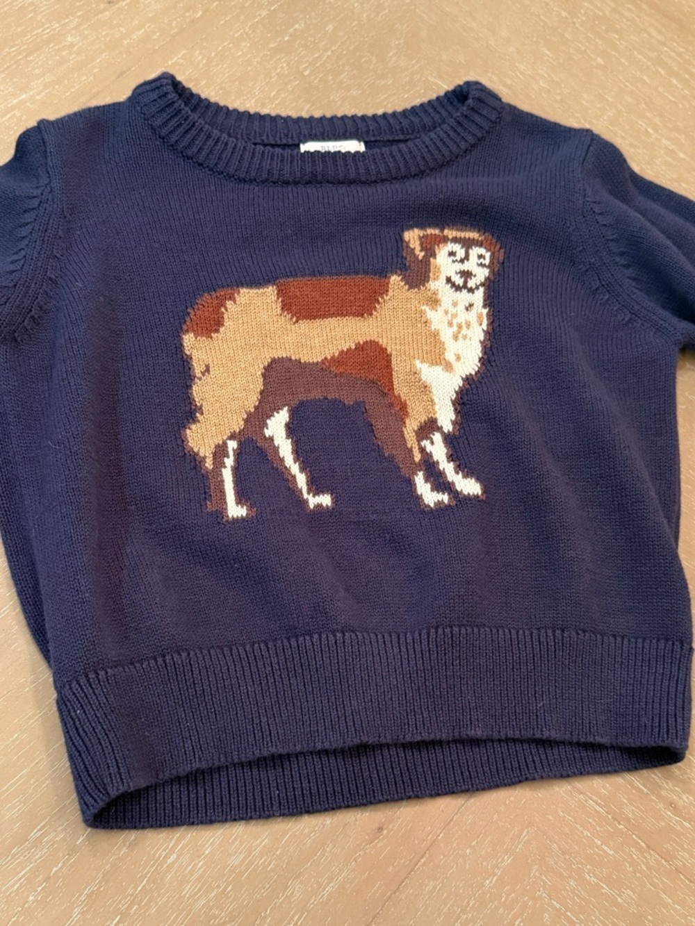 Blue Rooster Collection Navy Sweater with Dog Intarsia